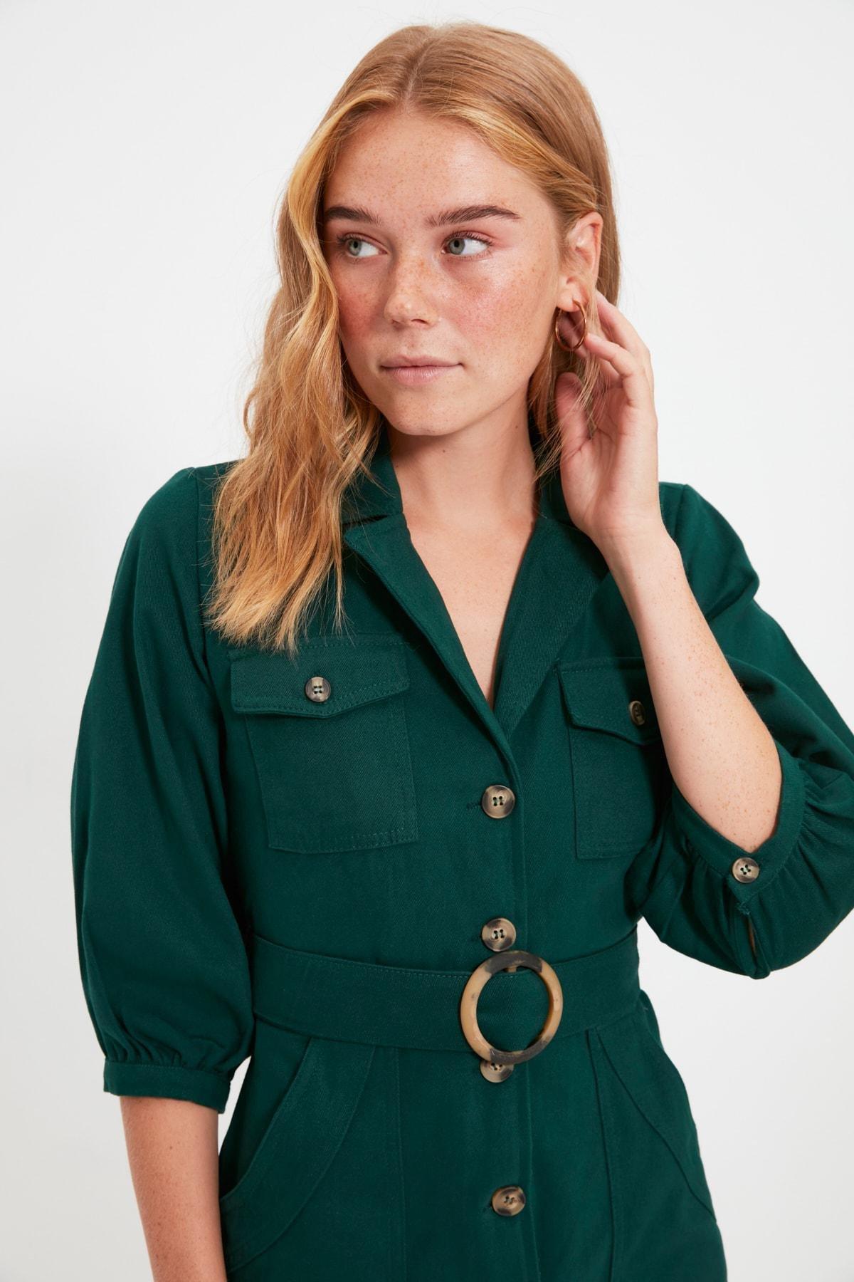 Khaki Shirt Mini Dress, , large image number 1