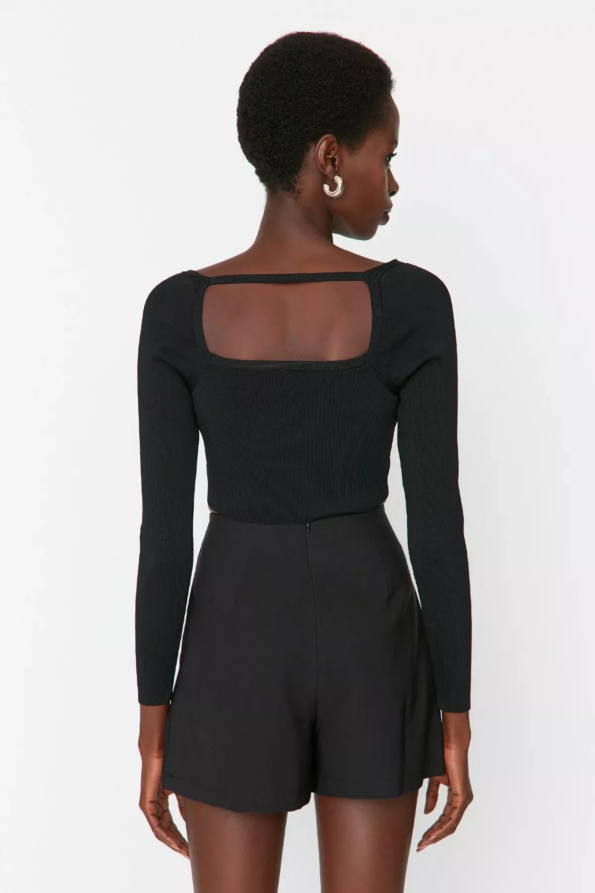 Black High Waist Shorts, Black, large image number 4