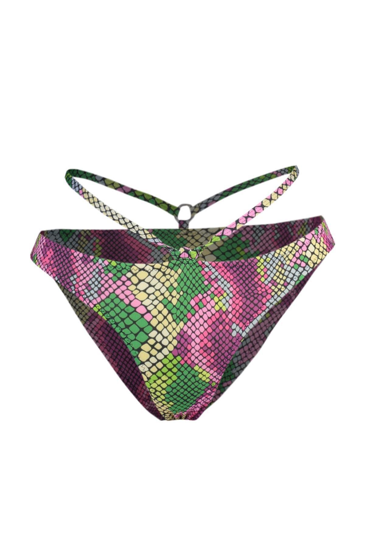 Multicolour Python Pattern Bib Bikini Bottom, , large image number 0