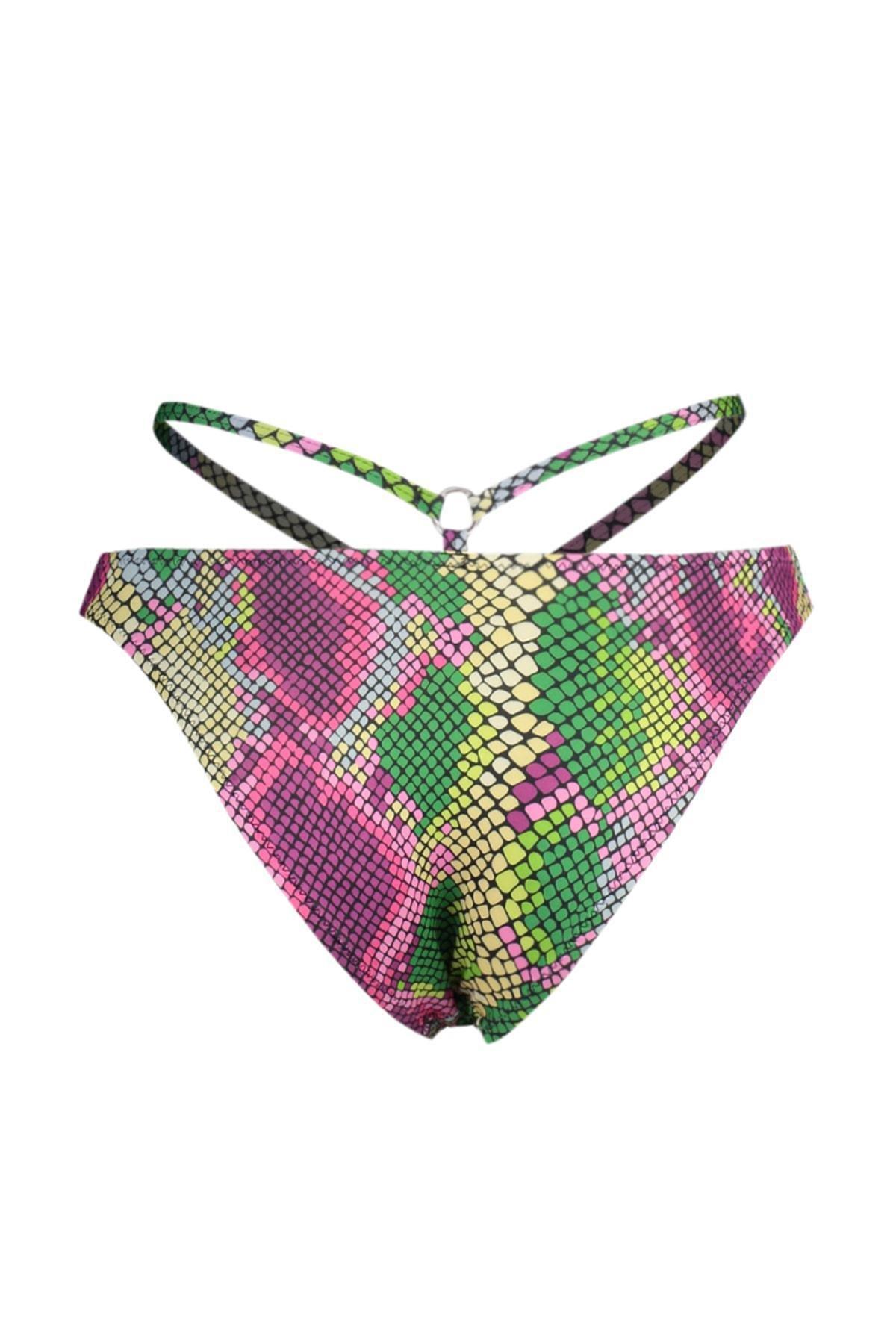 Multicolour Python Pattern Bib Bikini Bottom, , large image number 4