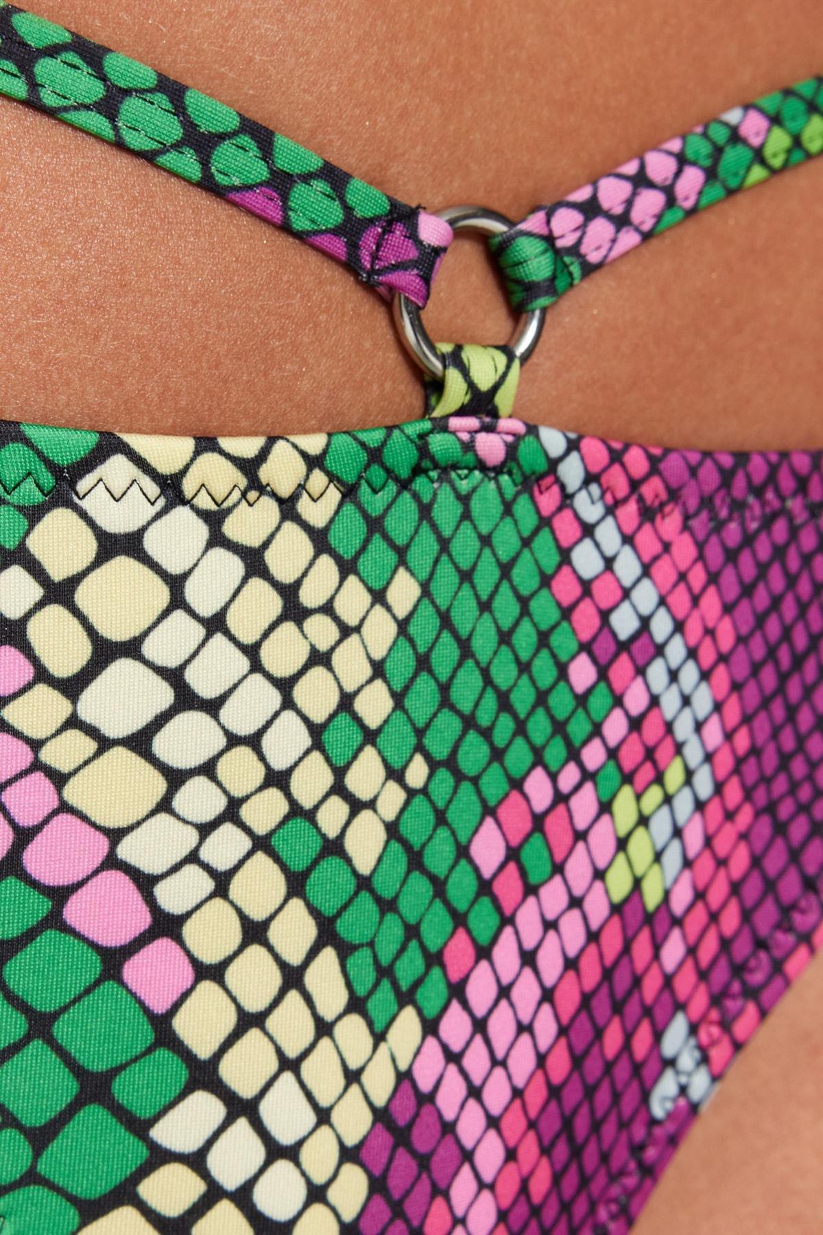 Multicolour Python Pattern Bib Bikini Bottom, , large image number 6