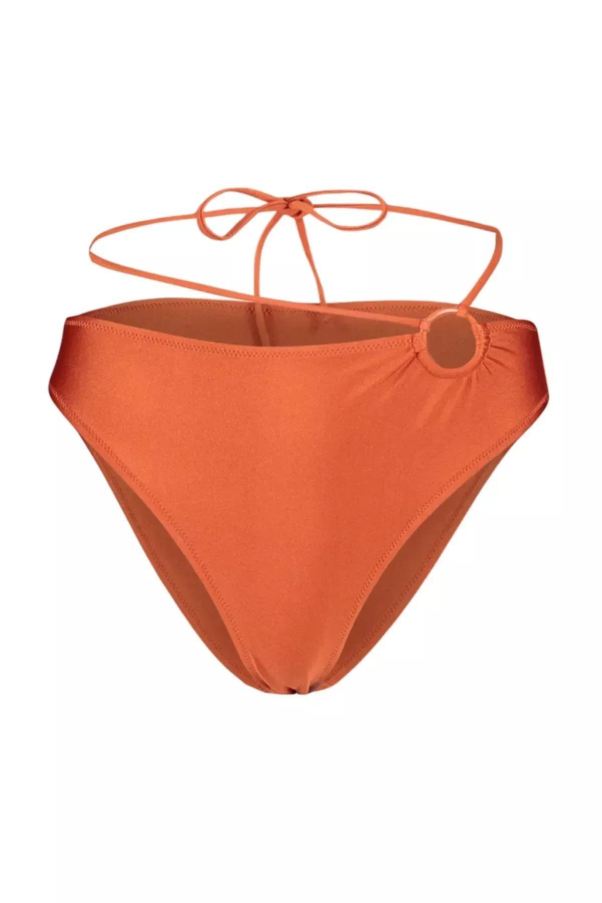 Orange Mid Waist Bikini Bottom, Brown, large image number 5