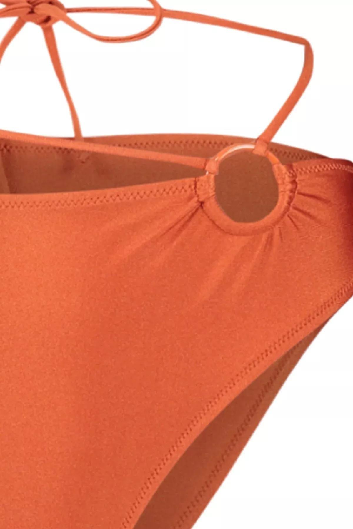 Orange Mid Waist Bikini Bottom, Brown, large image number 6