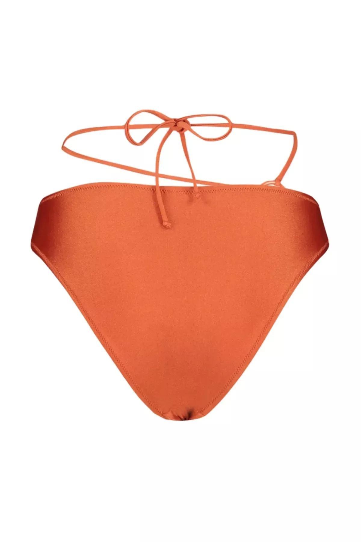 Orange Mid Waist Bikini Bottom, Brown, large image number 7
