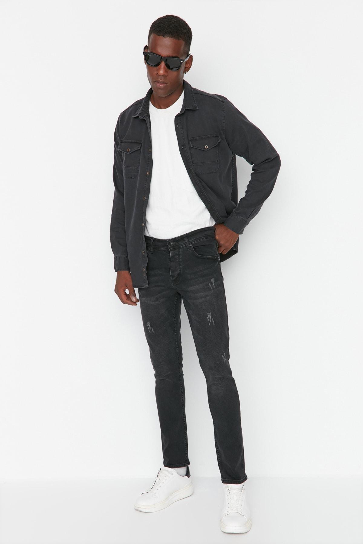 Black Mid Waist Skinny Jeans, , large image number 1