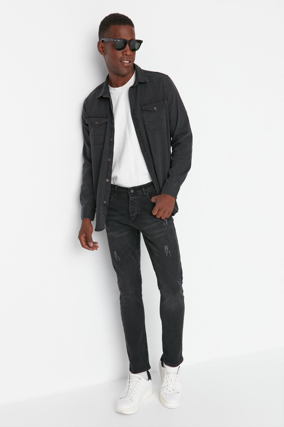 Black Mid Waist Skinny Jeans, , large image number 2