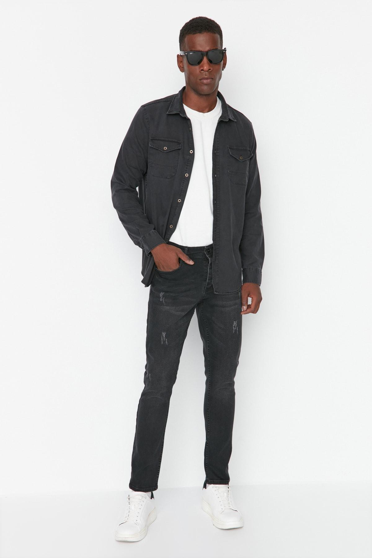 Black Mid Waist Skinny Jeans, , large image number 3