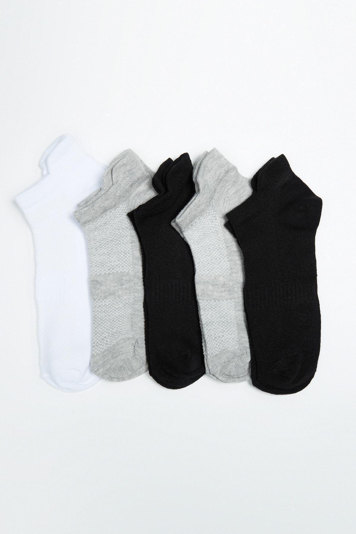 Gray Printed Socks, Set Of 5, Gray, large image number 0
