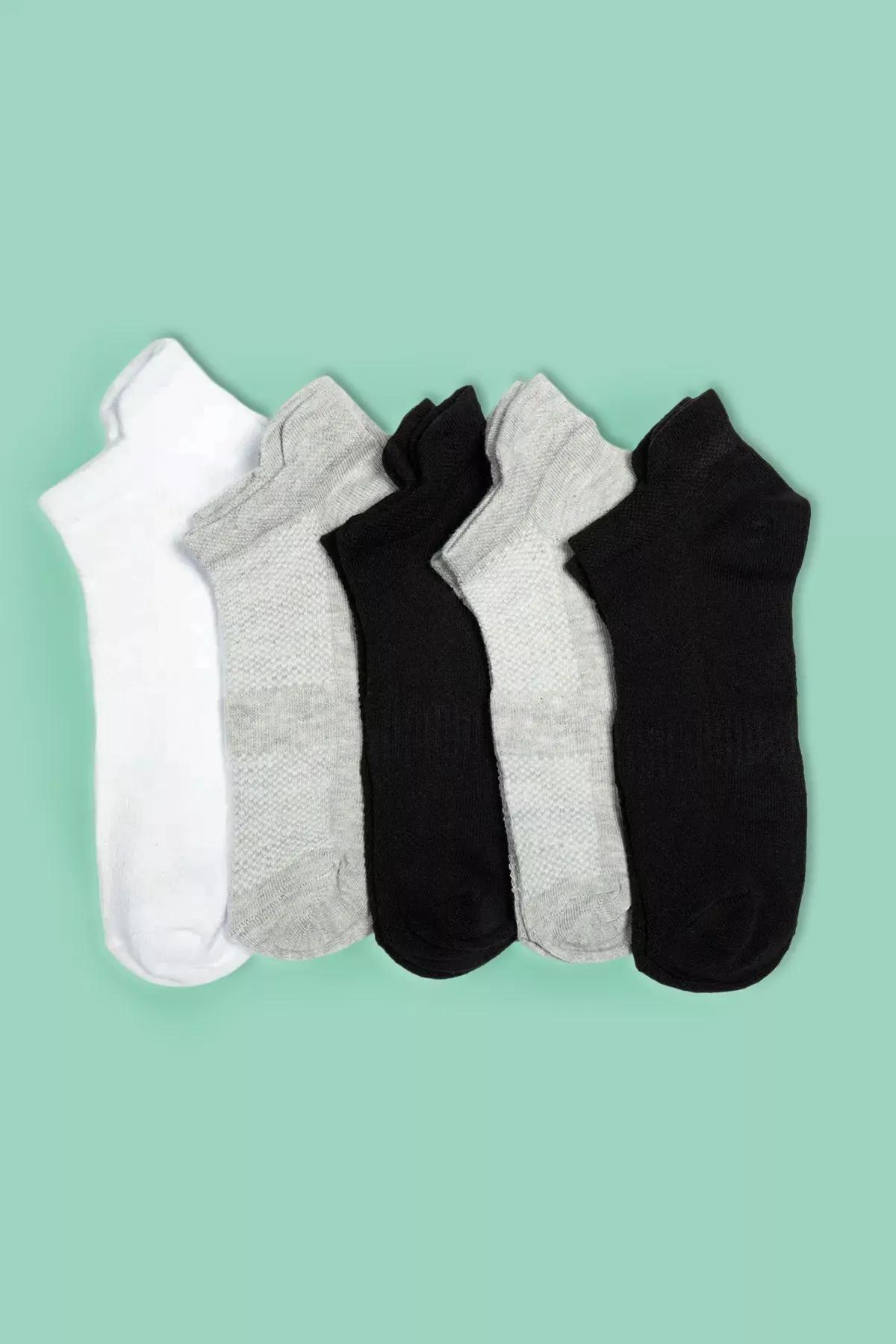 Gray Printed Socks, Set Of 5, Gray, large image number 1