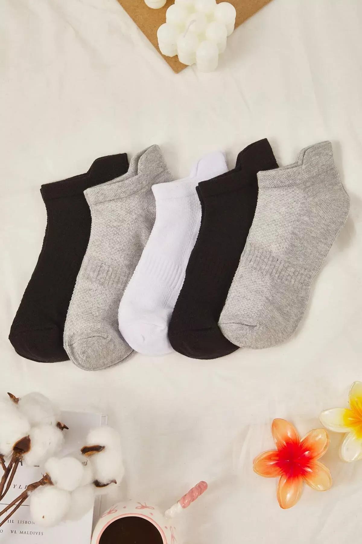 Gray Printed Socks, Set Of 5, Gray, large image number 2