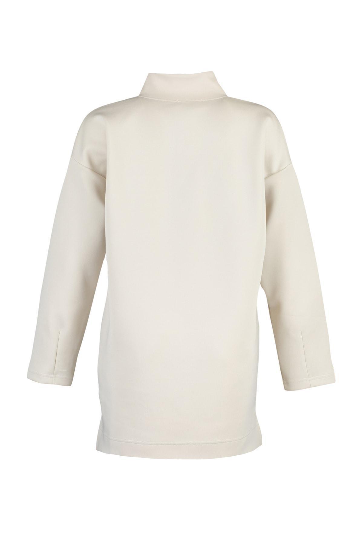 Grey Standing Collar Fitted Sweatshirt, , large image number 7