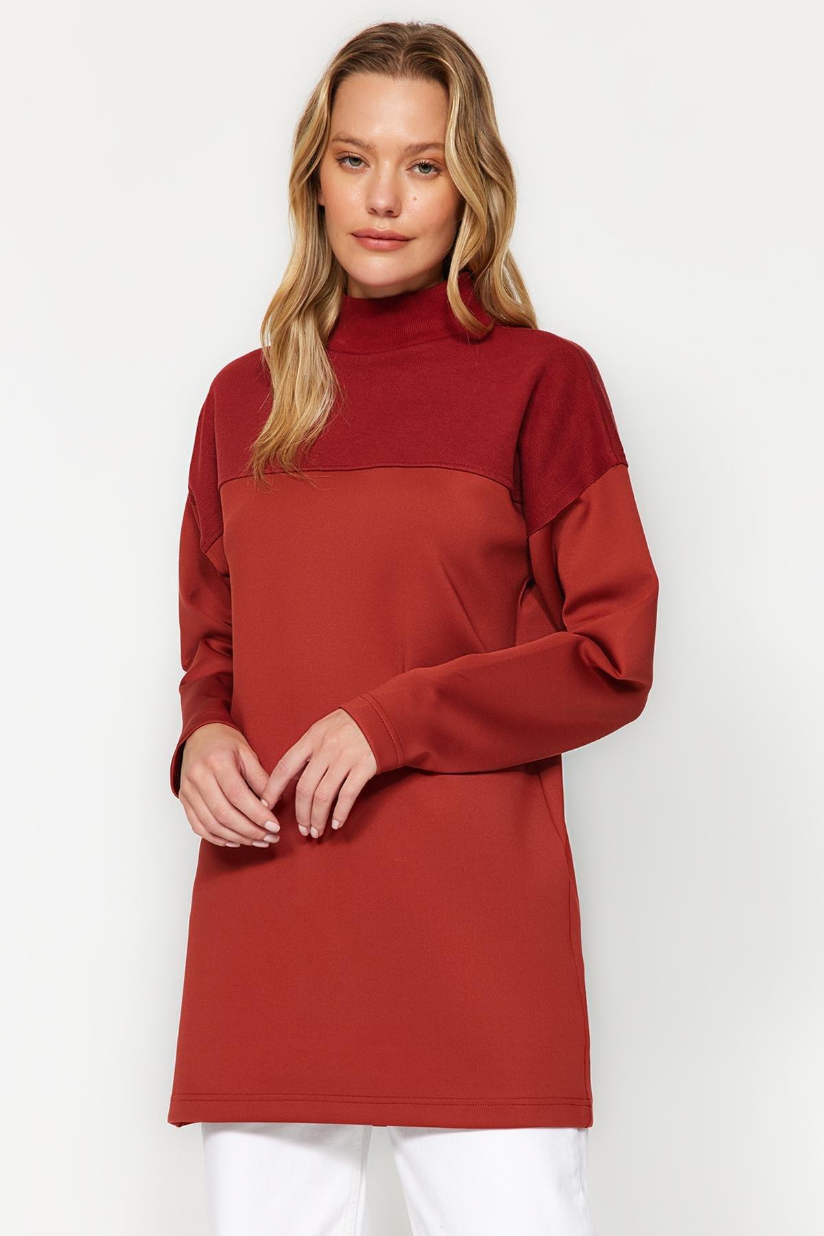 Orange Colour Block Knitted Tunic, Tile, large image number 0