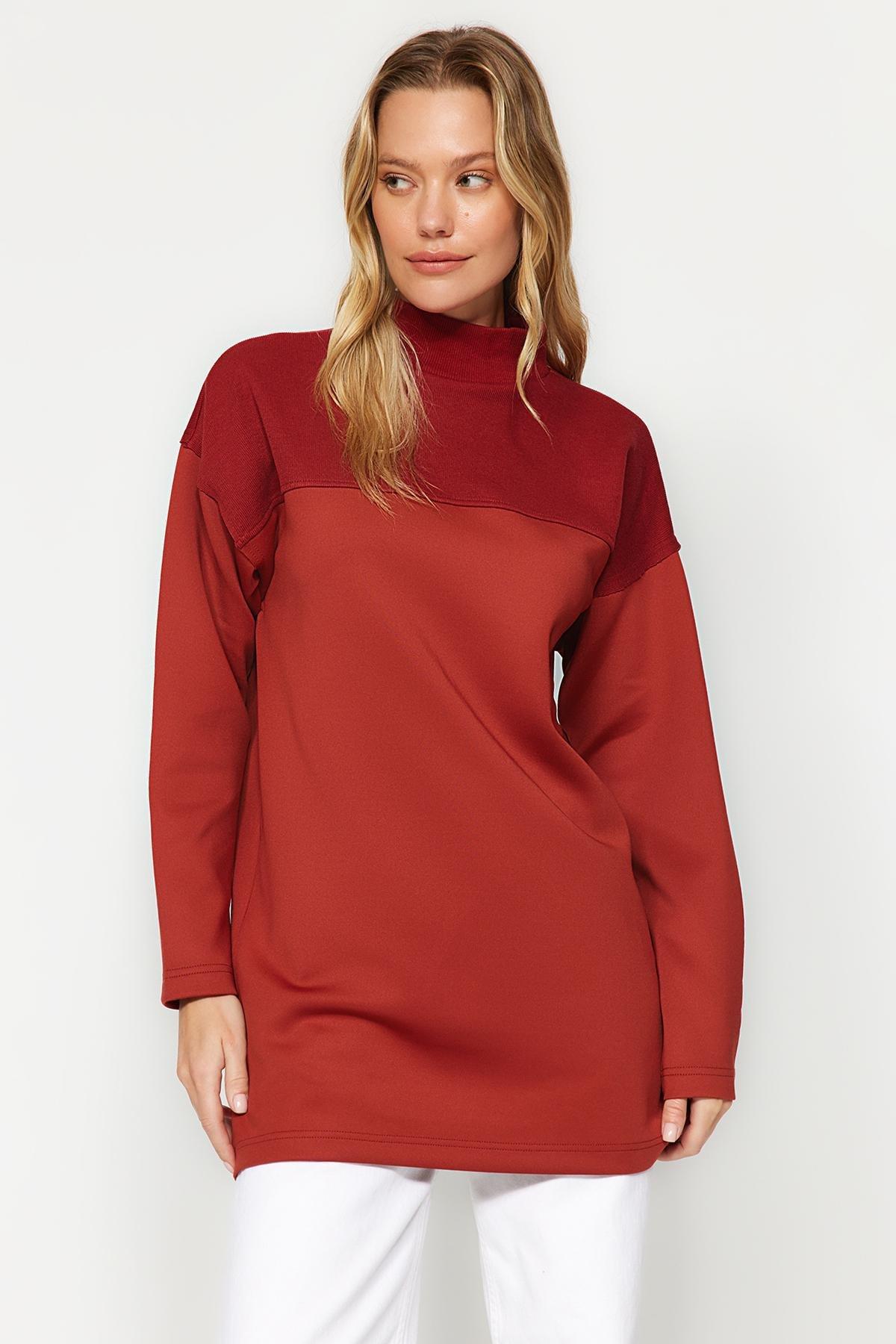 Orange Colour Block Knitted Tunic, Tile, large image number 2