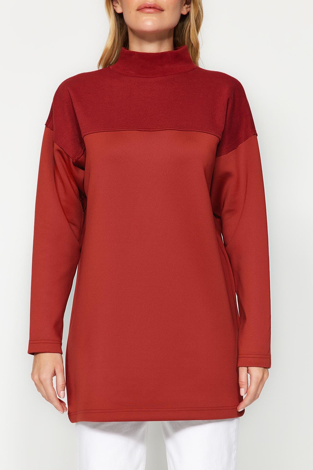 Orange Colour Block Knitted Tunic, Tile, large image number 4
