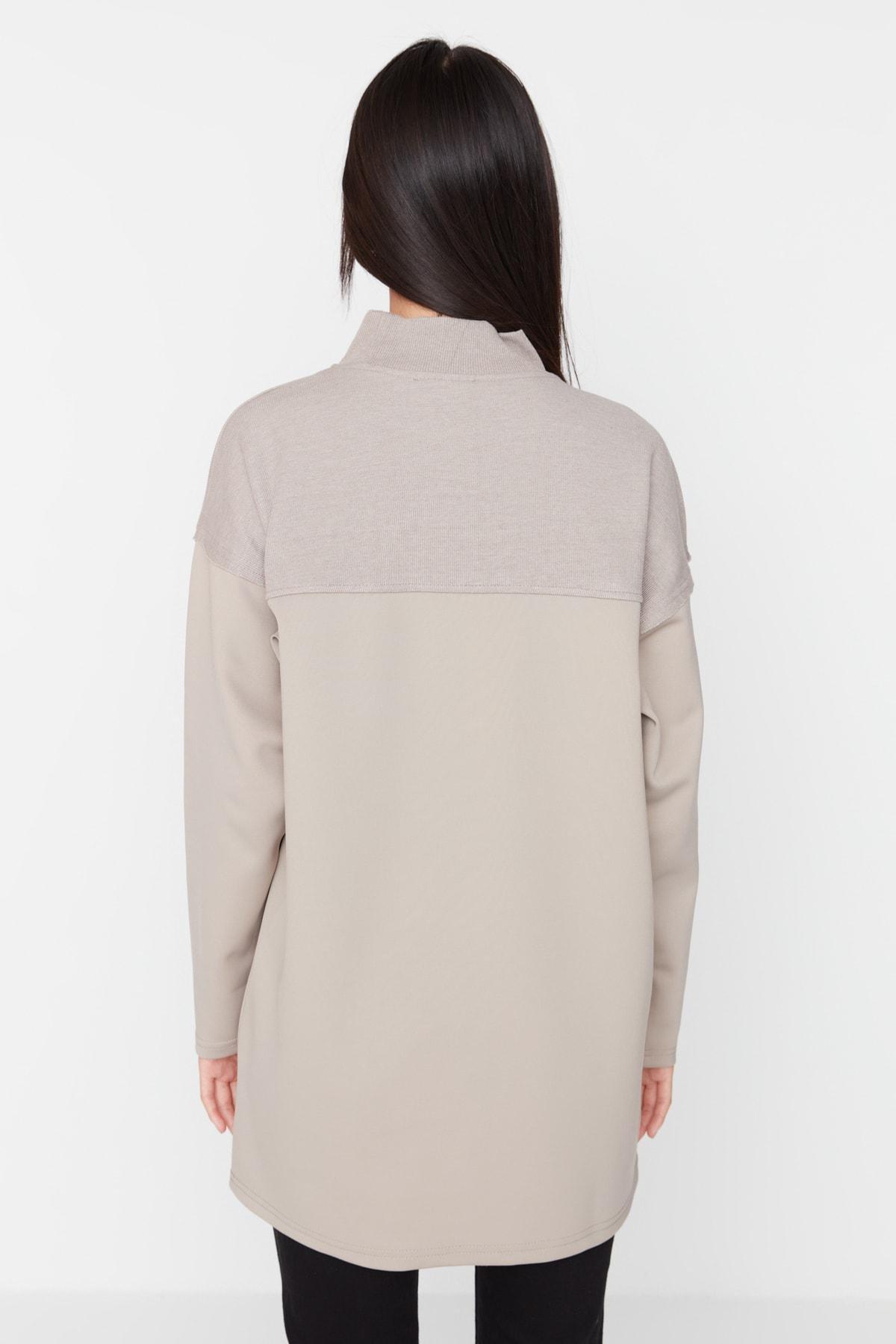 Brown Standing Collar Tunic, Brown, large image number 4