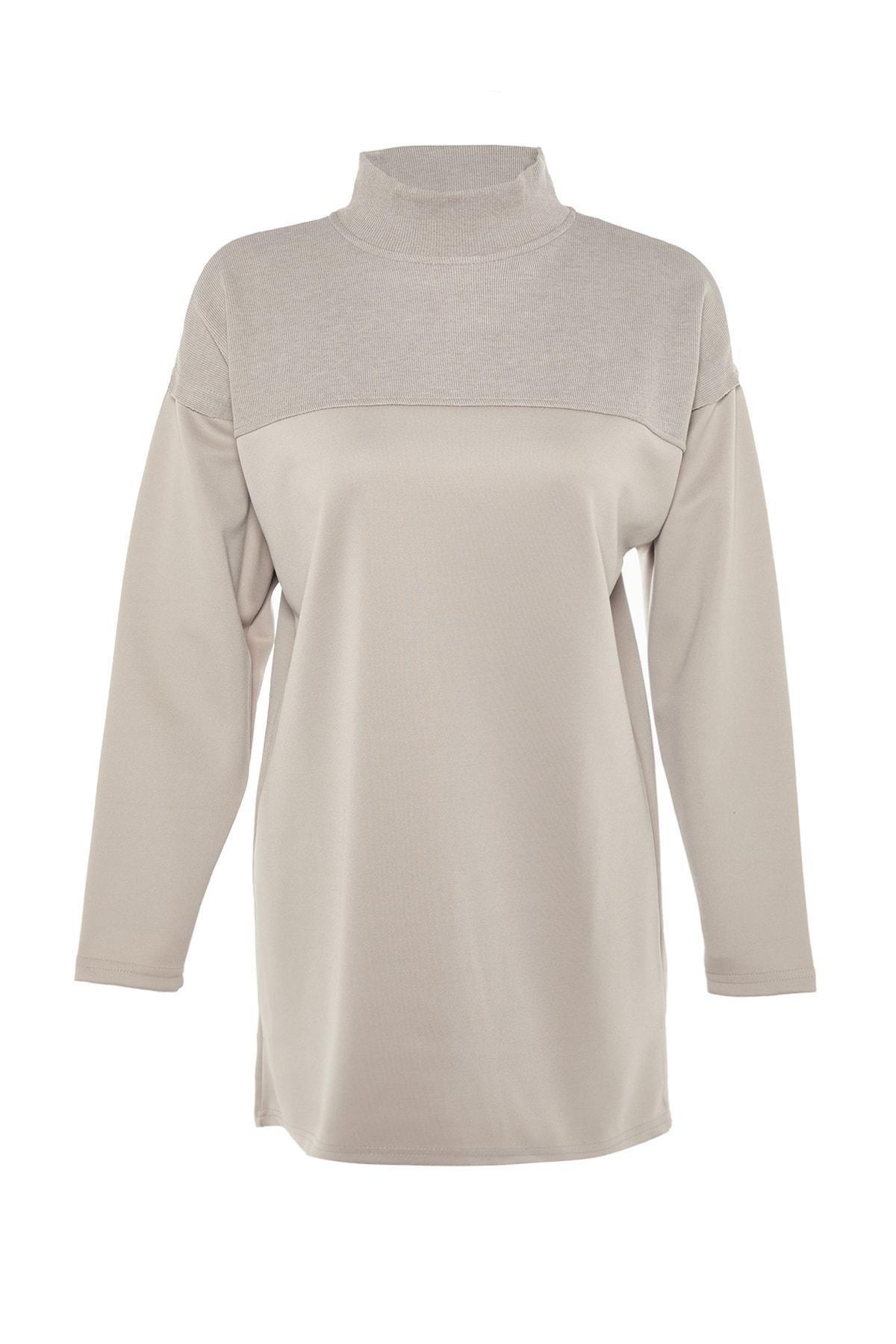 Brown Standing Collar Tunic, Brown, large image number 5