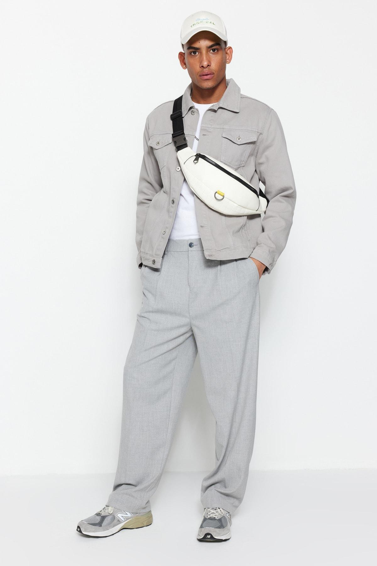 Gray Wide Leg Pants, , large image number 4