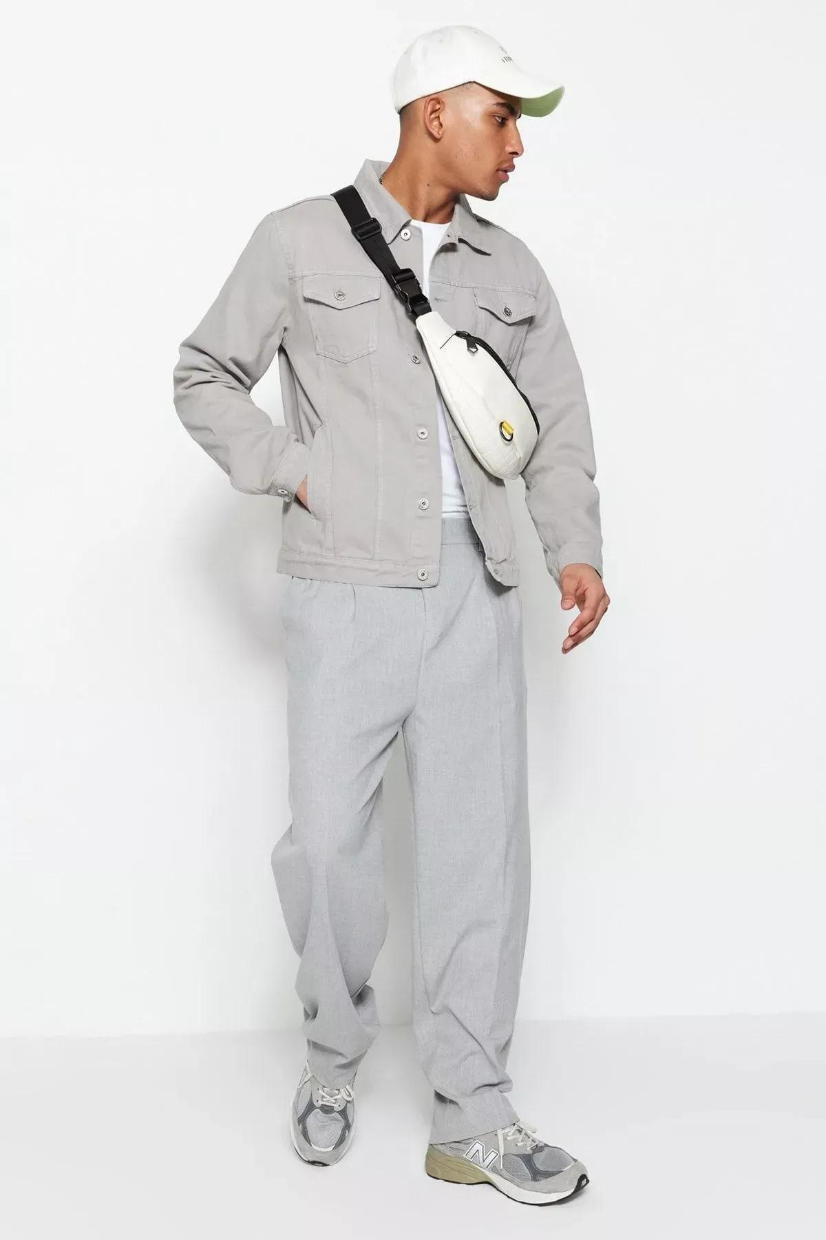 Gray Wide Leg Pants, Gray, large image number 6