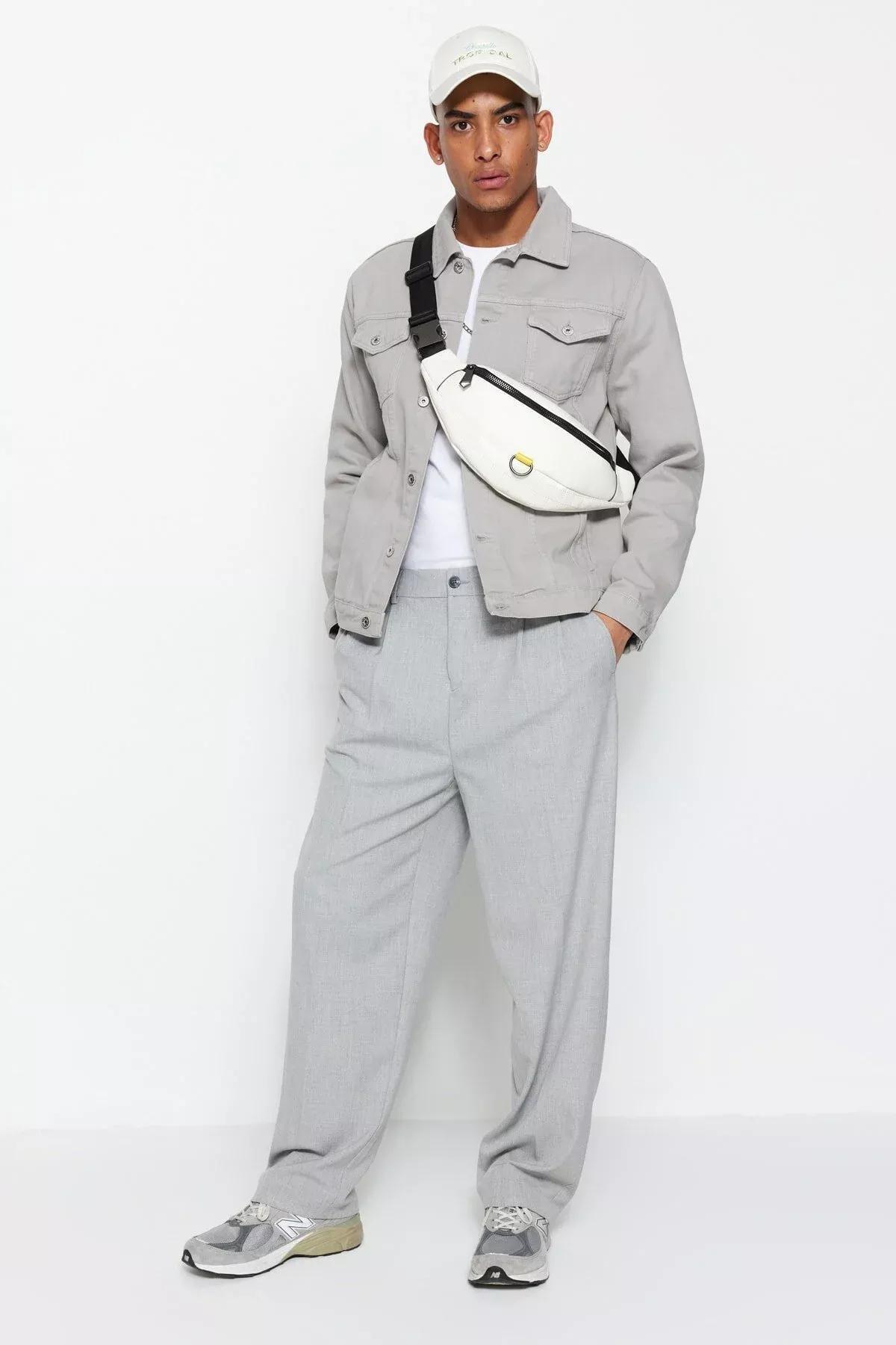 Gray Wide Leg Pants, Gray, large image number 7