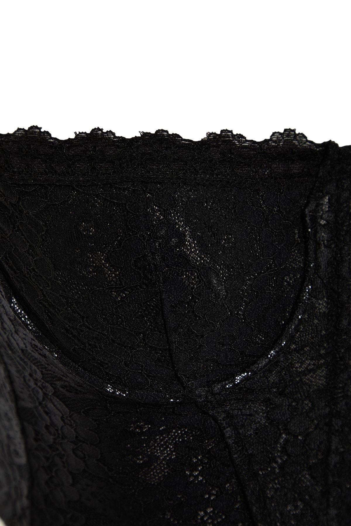 Black Lace Detail Crop Top, , large image number 6