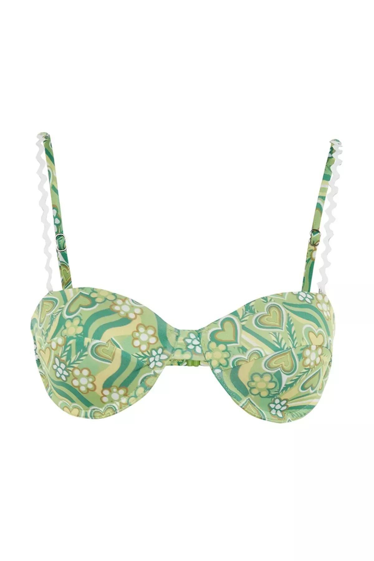 Multicolour Patterned Bikini Top, Multicolor, large image number 5