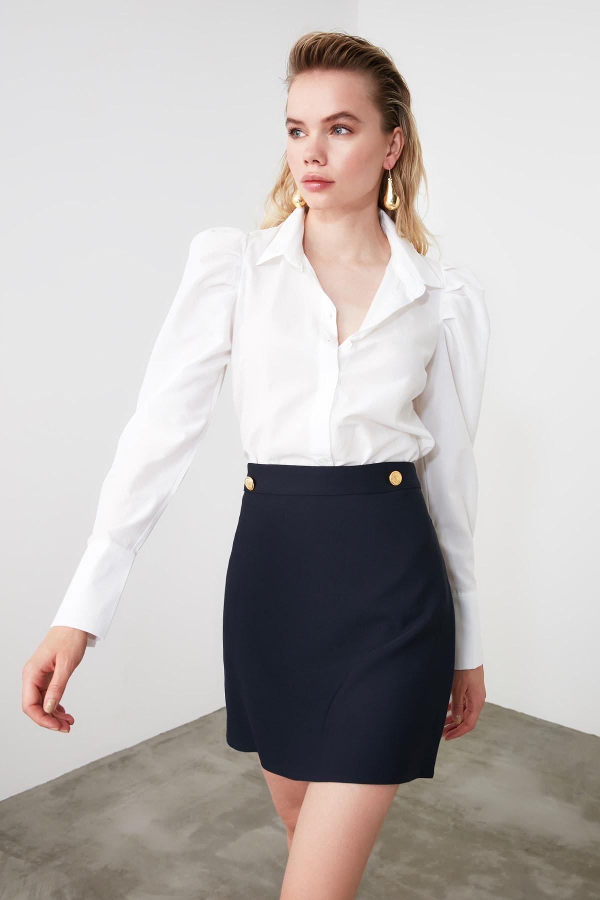 Navy A-Line Mini Skirt, , large image number 1