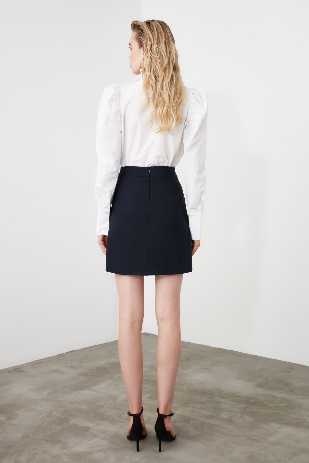 Navy A-Line Mini Skirt, , large image number 4