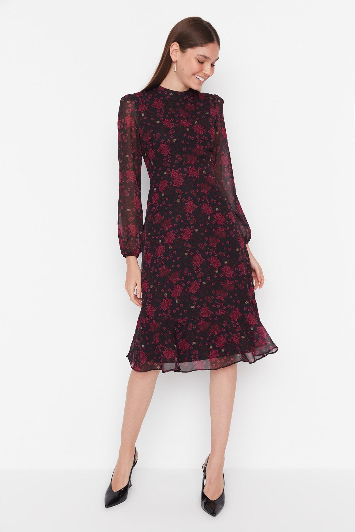 فستان متوسط الطول بقصة على شكل حرف A، وردي, Pink, large image number 2