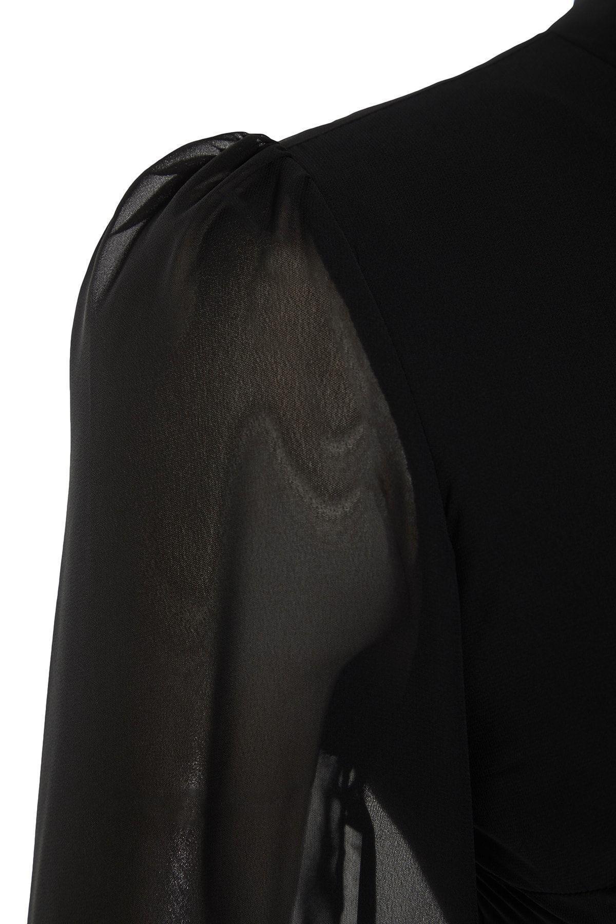 Black A Line Midi Dress, , large image number 2