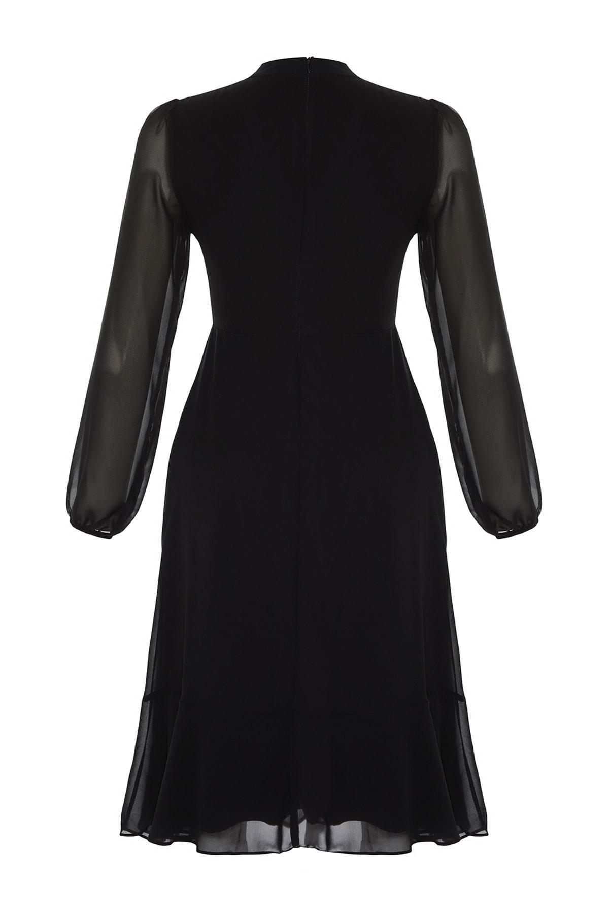 Black A Line Midi Dress, , large image number 4