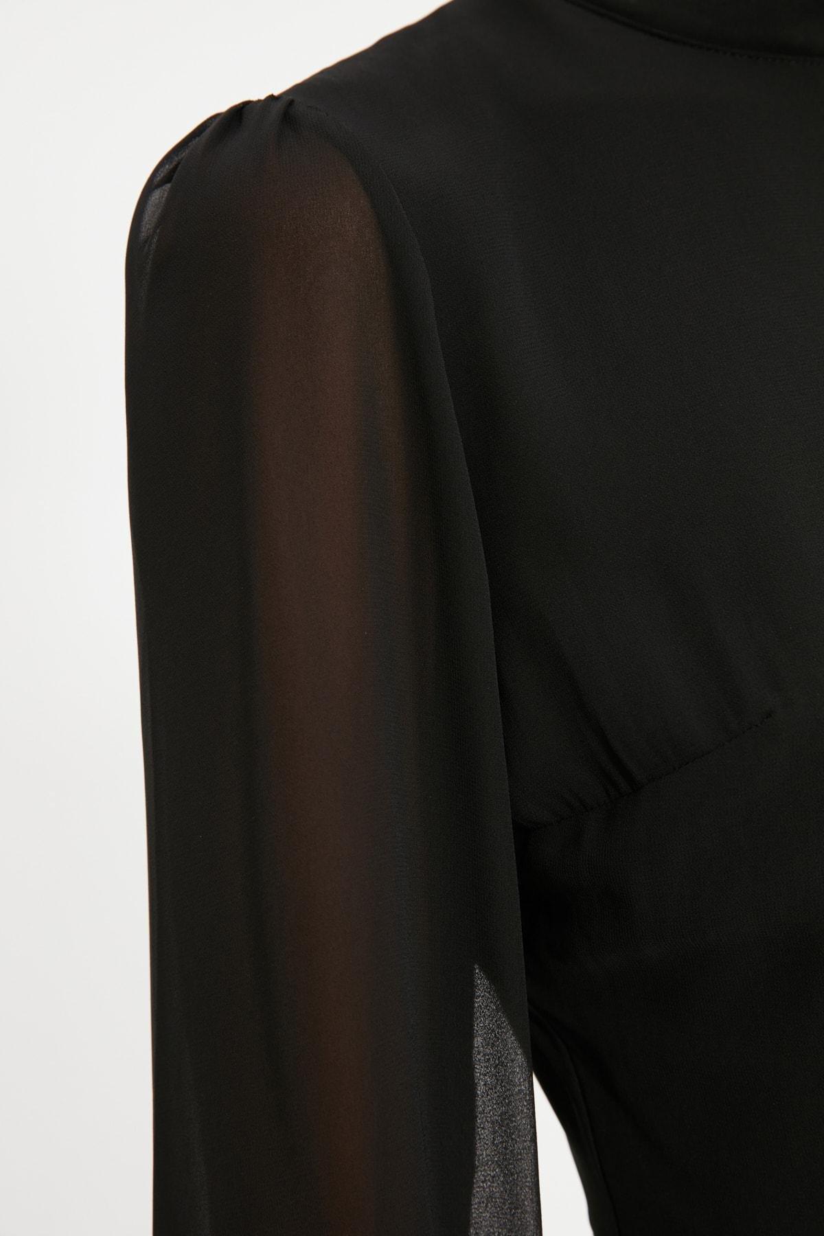 Black A Line Midi Dress, , large image number 5