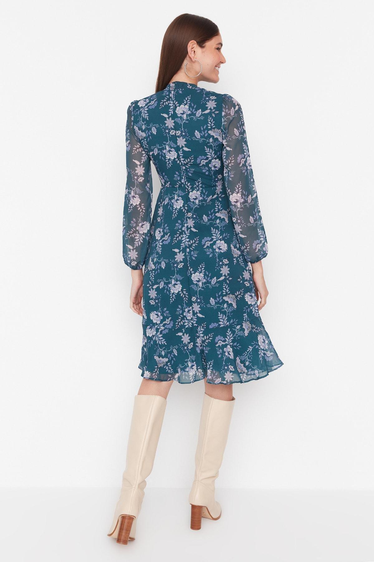 Green Collared Lined Woven Dress, , large image number 8