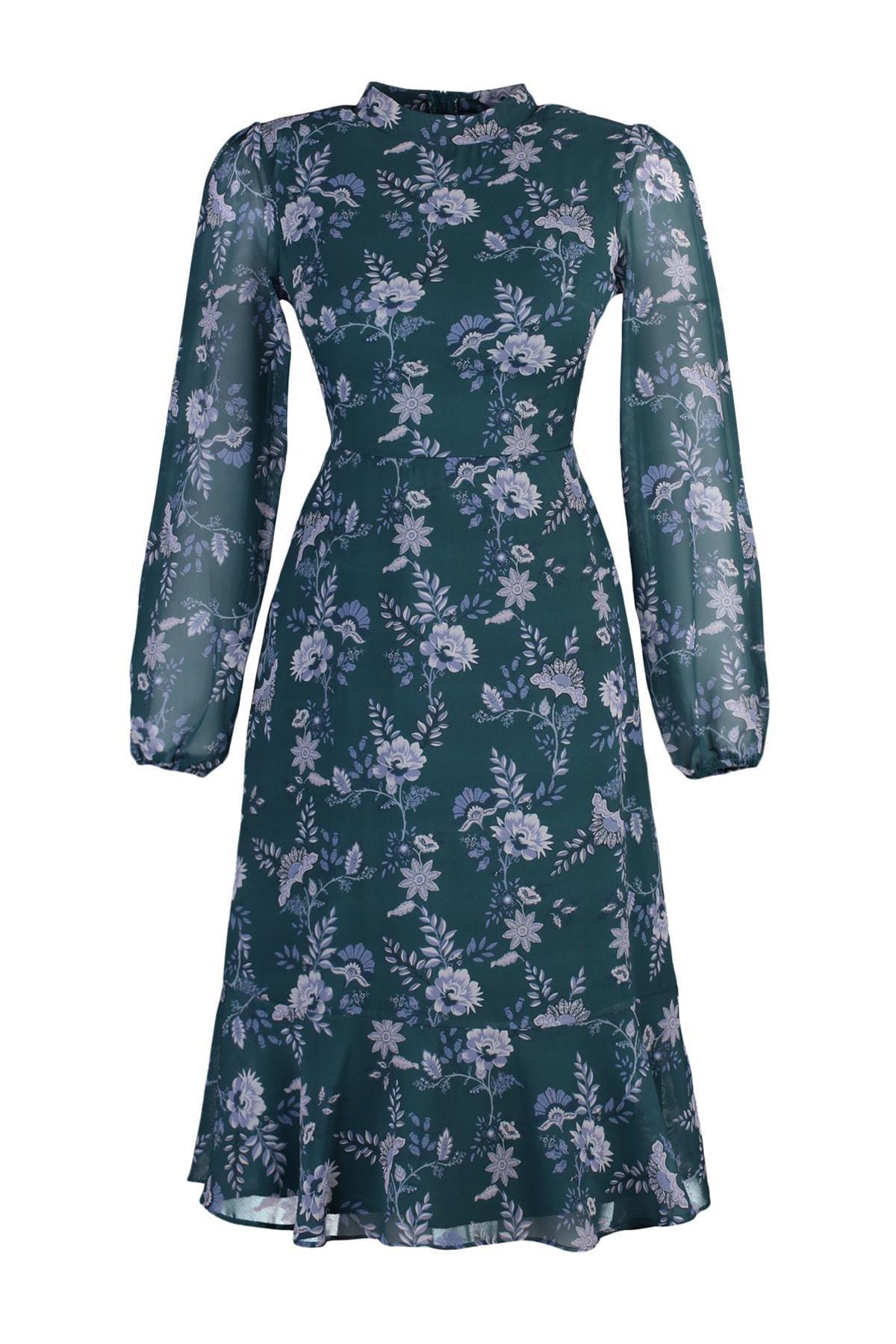 Green Collared Lined Woven Dress, , large image number 10