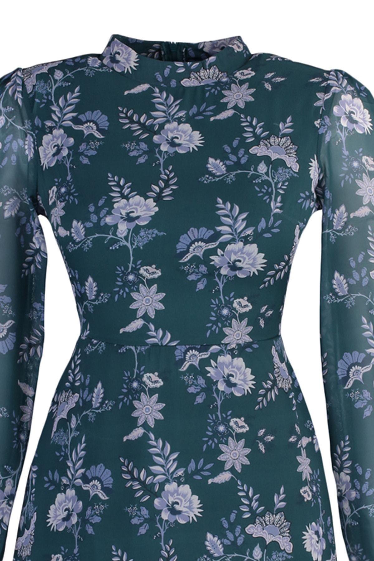 Green Collared Lined Woven Dress, , large image number 12
