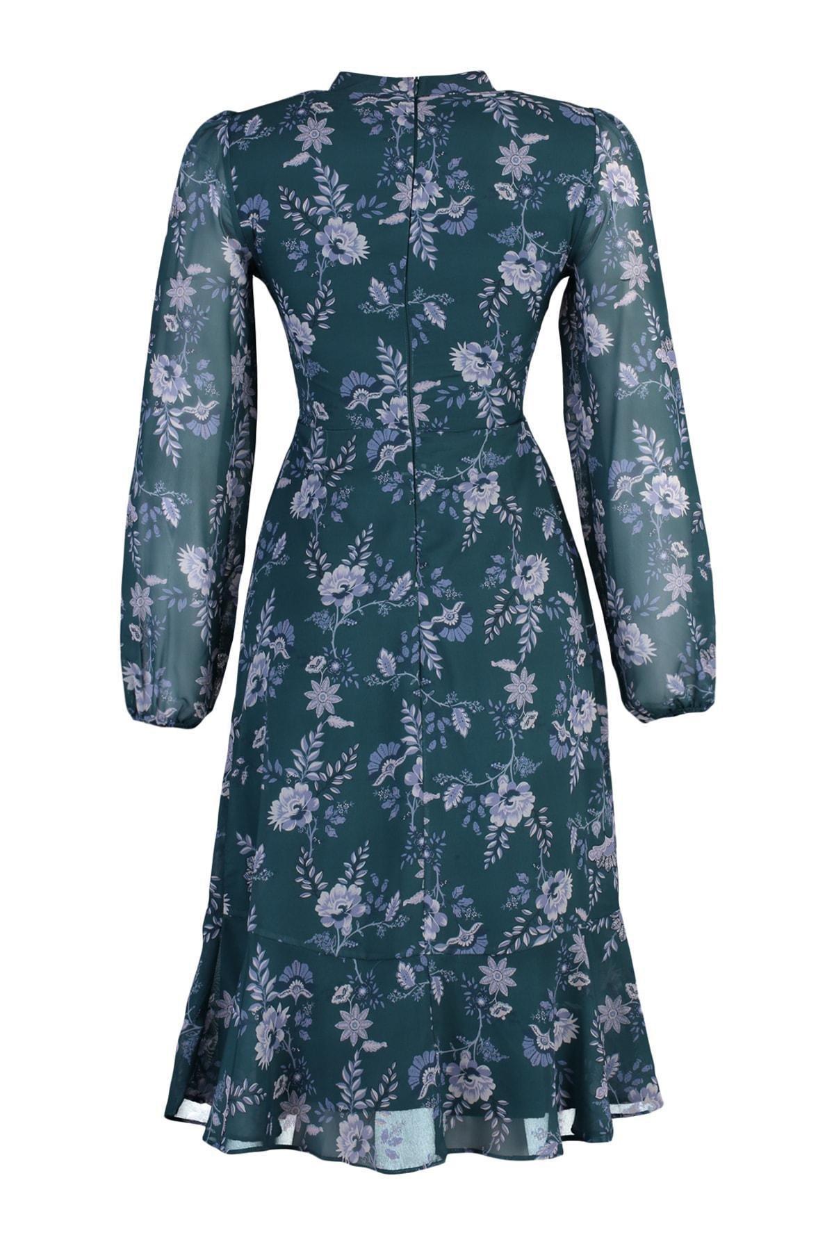 Green Collared Lined Woven Dress, , large image number 14