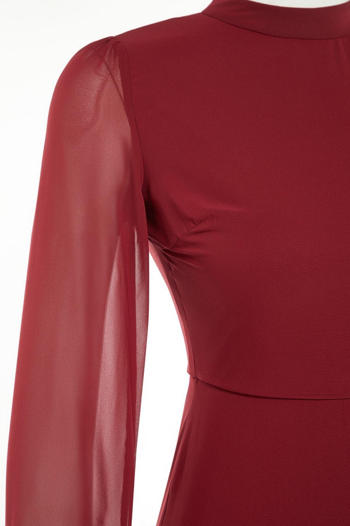 Burgundy A-Line Midi Dress, , large image number 6