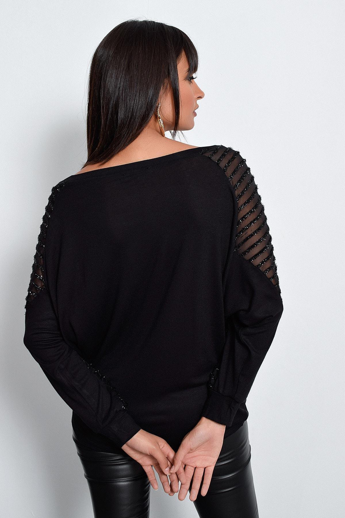 Black Crew Neck Blouse, , large image number 4