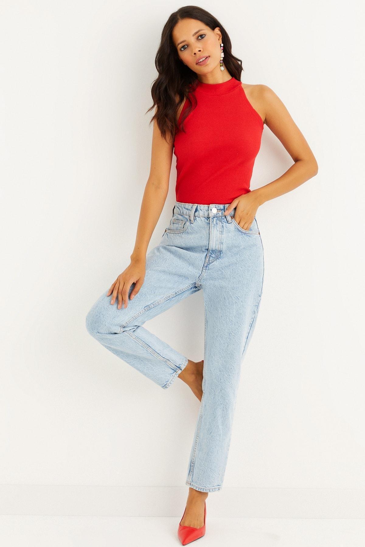 Red Crew Neck Blouse, , large image number 4