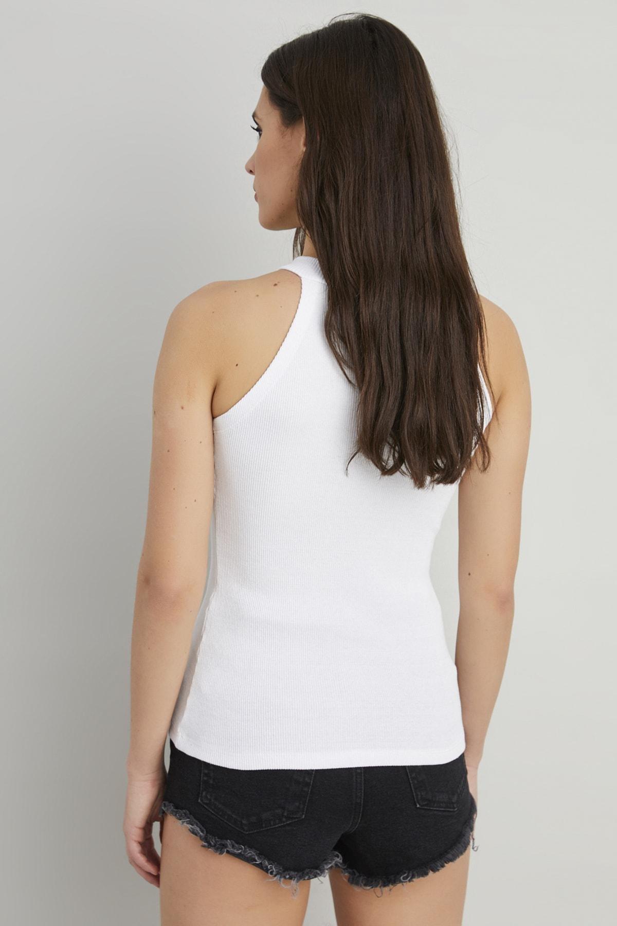 White Crew Neck Blouse, , large image number 4