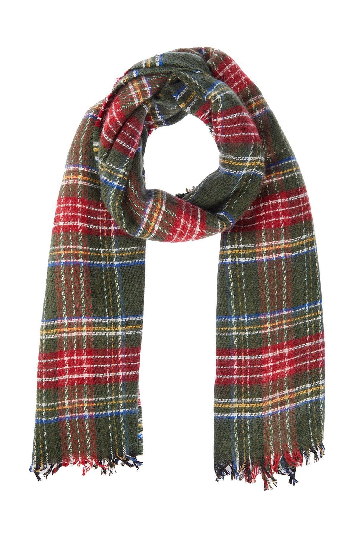 Green Plaid Casual Scarf, Green, large image number 4