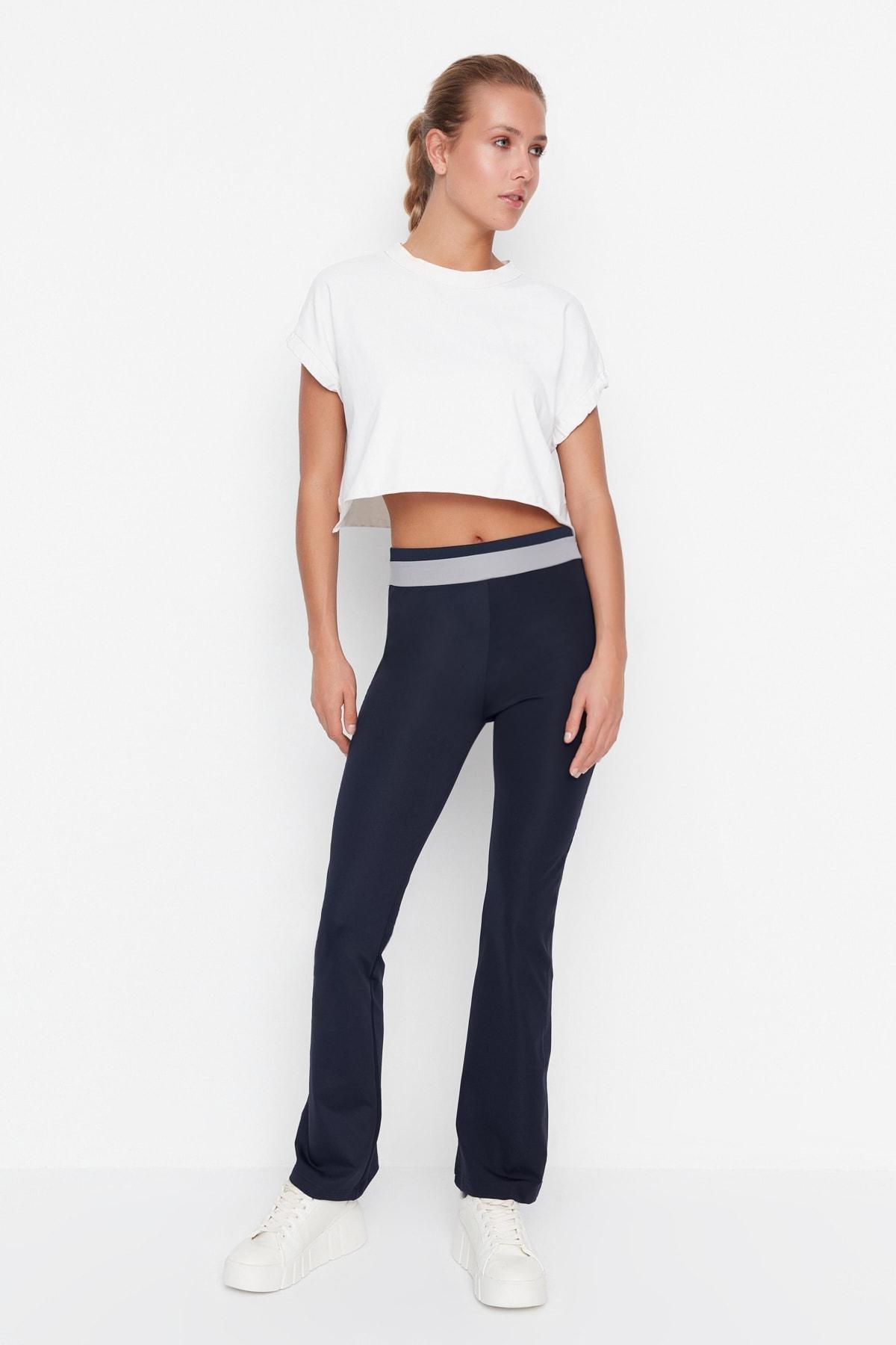 Navy Straight Colourblock Sweatpants, , large image number 2