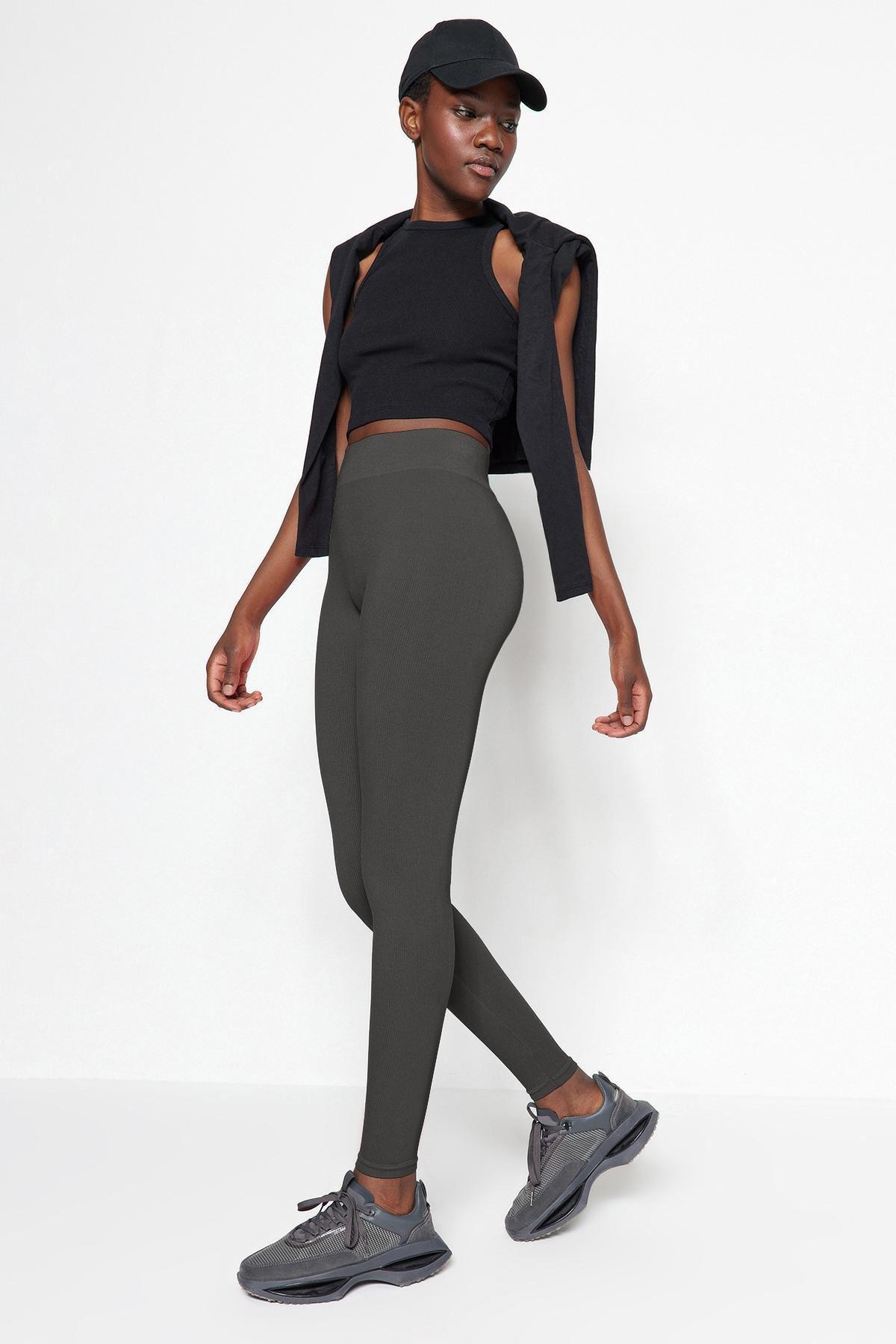 Grey Seamless Full Length Sports Tights, , large image number 0
