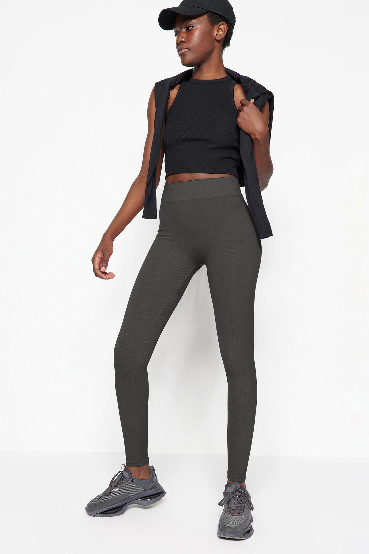 Grey Seamless Full Length Sports Tights, , large image number 1