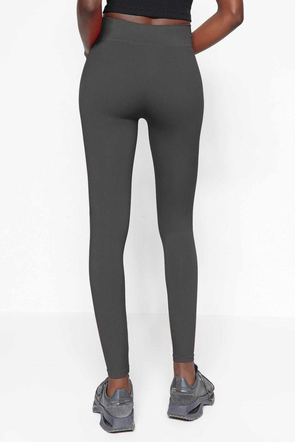 Grey Seamless Full Length Sports Tights, , large image number 4