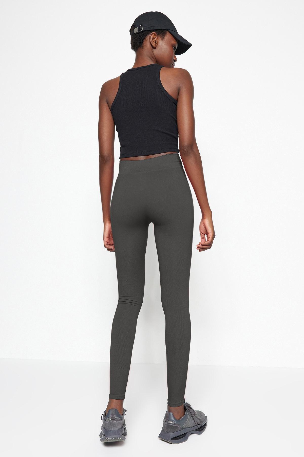 Grey Seamless Full Length Sports Tights, , large image number 5