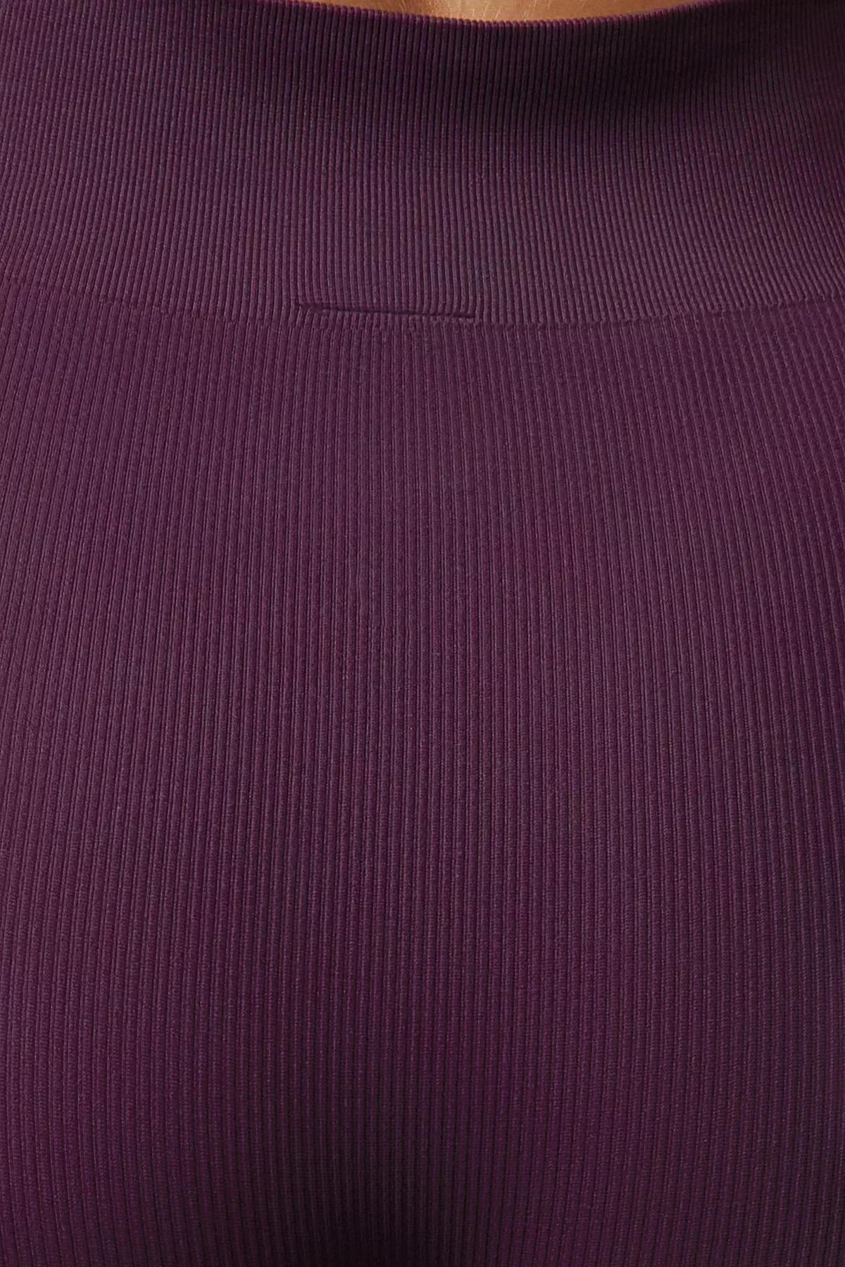 Pink Seamless Full Length Sports Tights, Plum, large image number 3