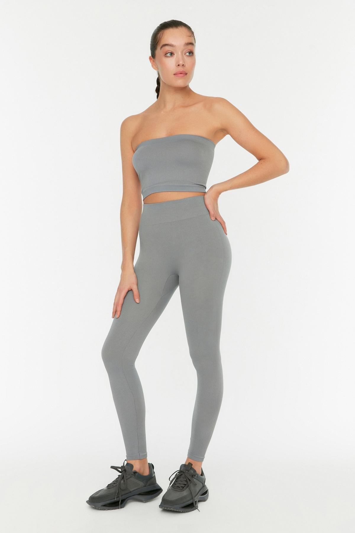 Grey High Waist Skinny Sports Leggings, , large image number 0