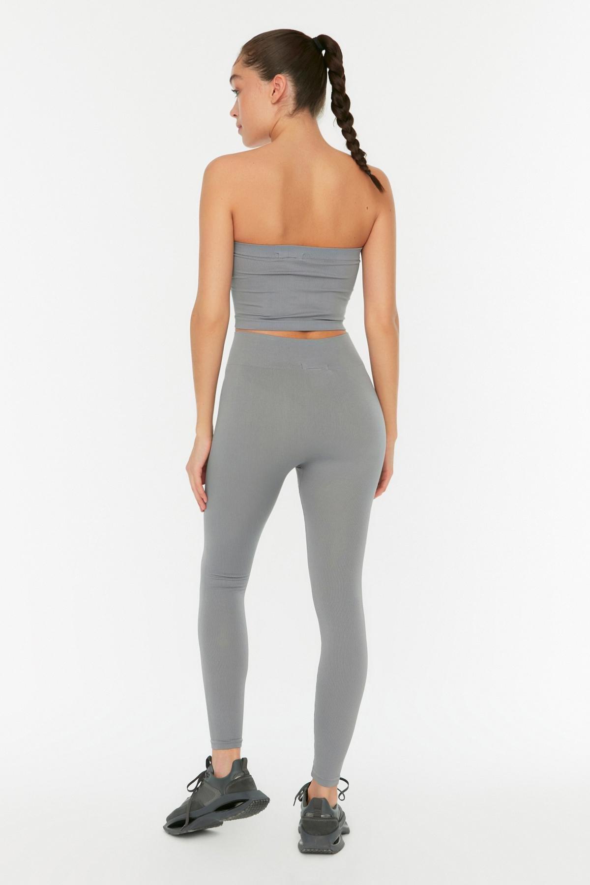 Grey High Waist Skinny Sports Leggings, , large image number 7
