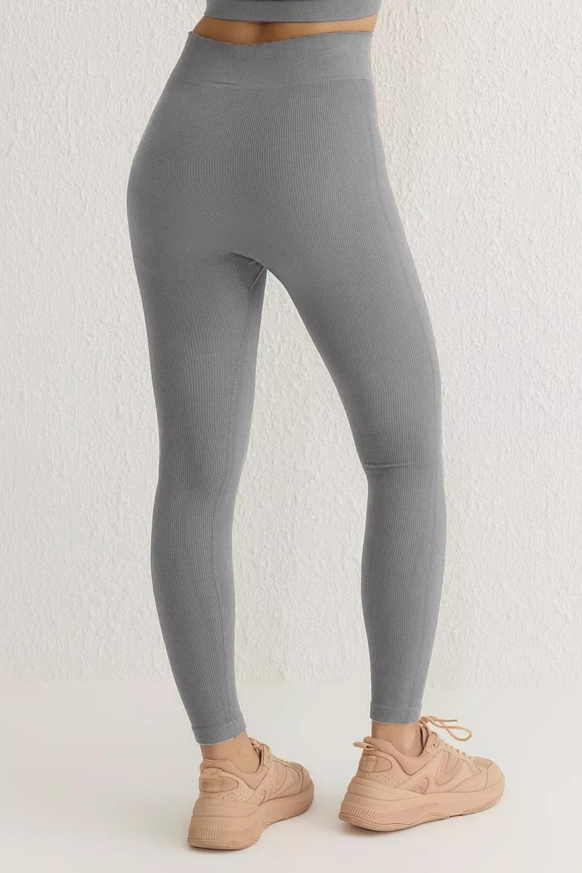 Grey High Waist Skinny Sports Leggings, Gray, large image number 7