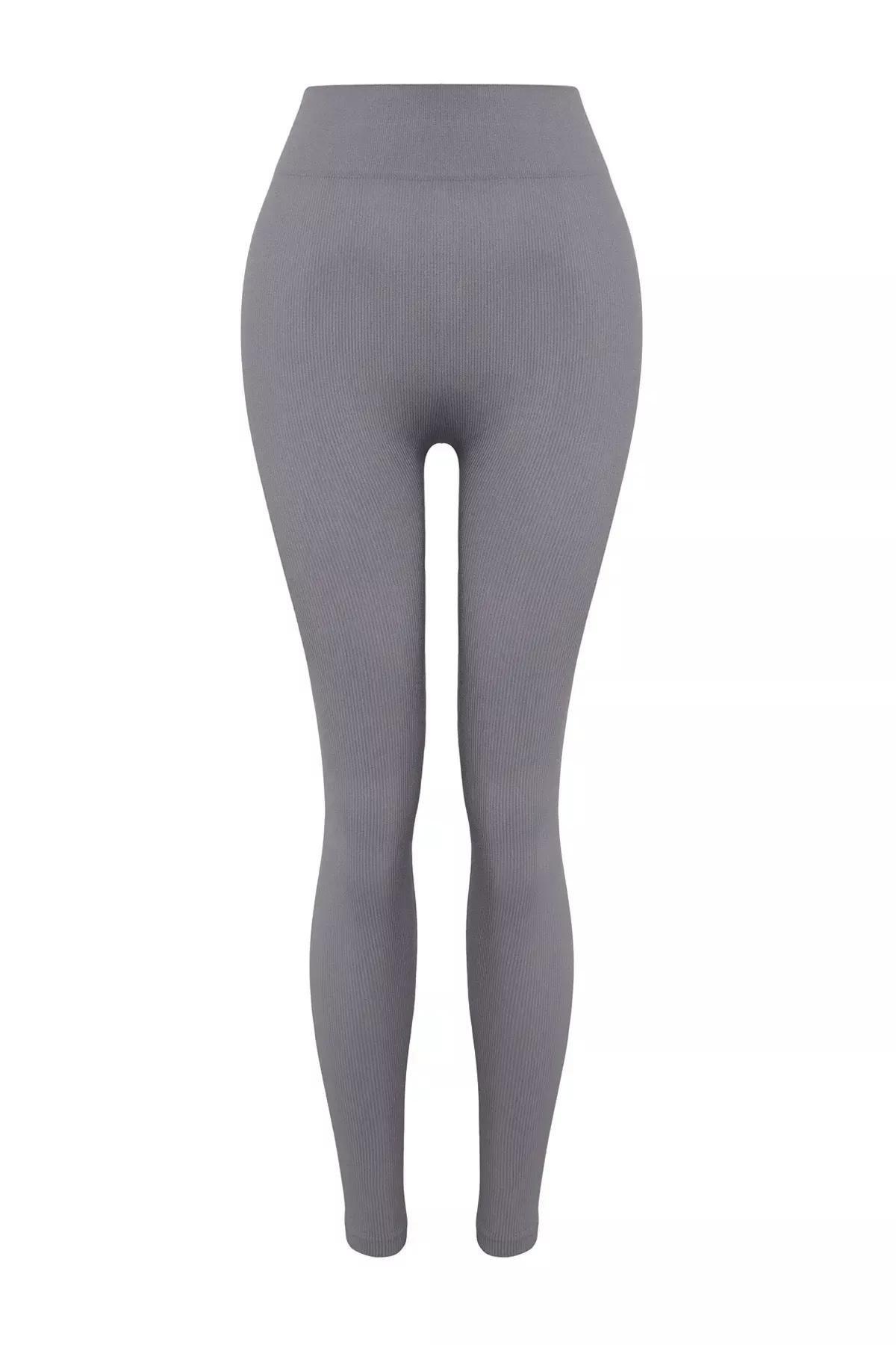 Grey High Waist Skinny Sports Leggings, Gray, large image number 12